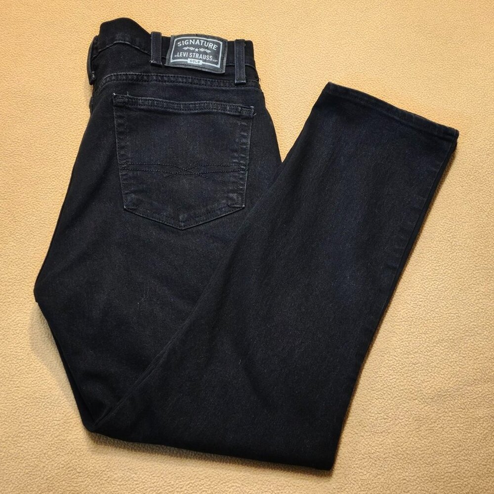 Men's W38 x L29 Black Denim Signature by Levi Strauss & Co. Straight Leg (JN103)